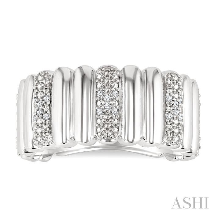 Silver Bold Ribbed Diamond Wide Band
