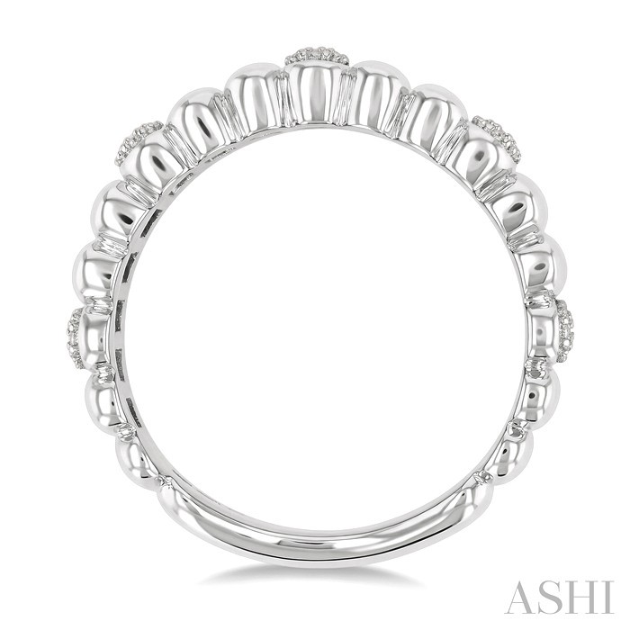 Silver Bold Ribbed Diamond Wide Band