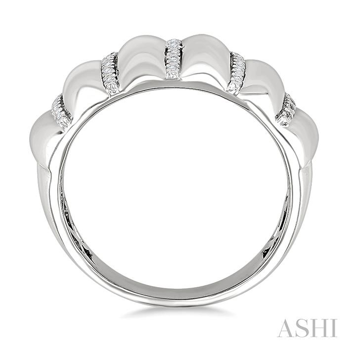 Silver Bold Ribbed Diamond Fashion Wide Band