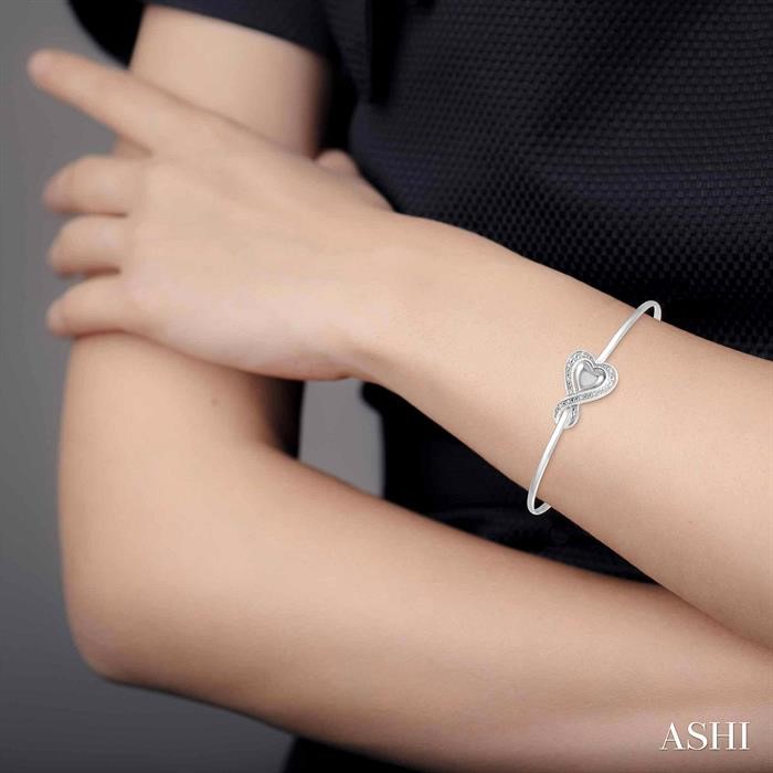 Silver Heart Shape Diamond Flexi Fashion Bangle-4