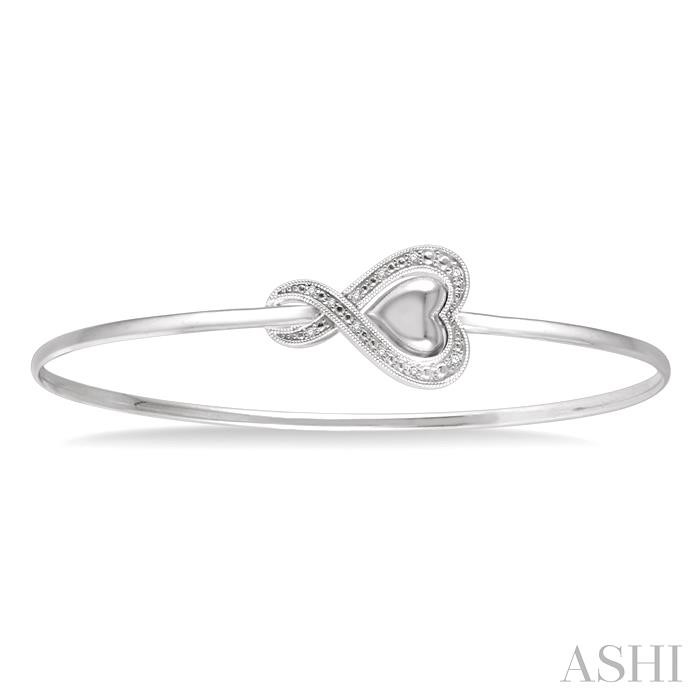 Silver Heart Shape Diamond Flexi Fashion Bangle-2