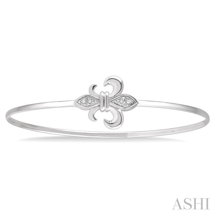 Silver Fleur De Lis Diamond Flexi Fashion Bangle-2
