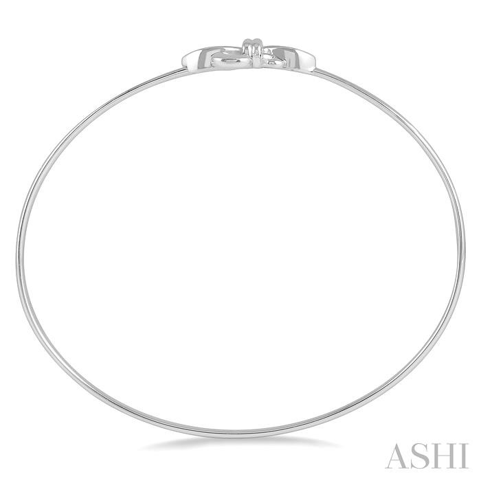 Silver Fleur De Lis Diamond Flexi Fashion Bangle-3