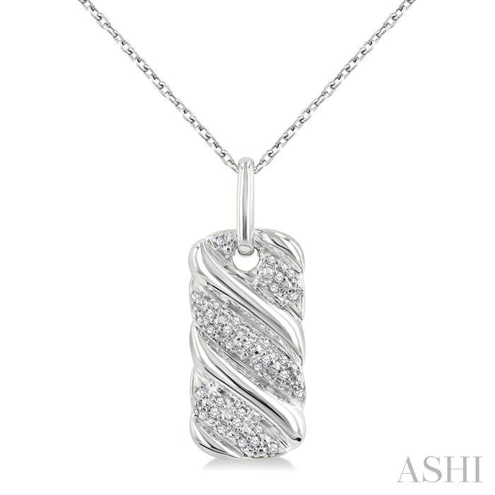 Silver Bold Ribbed Diamond Fashion Pendant