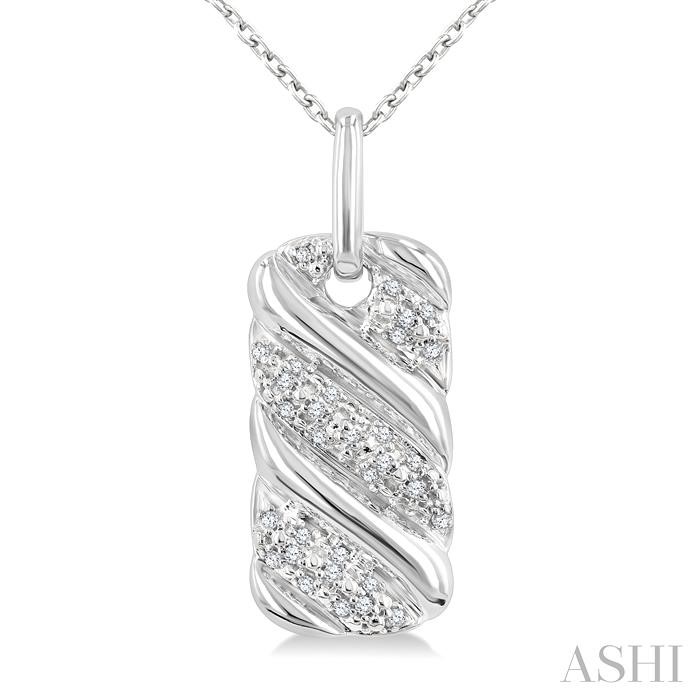 Silver Bold Ribbed Diamond Fashion Pendant