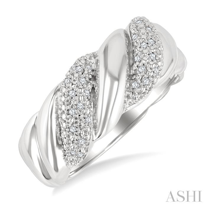 Silver Bold Ribbed Diamond Fashion Ring