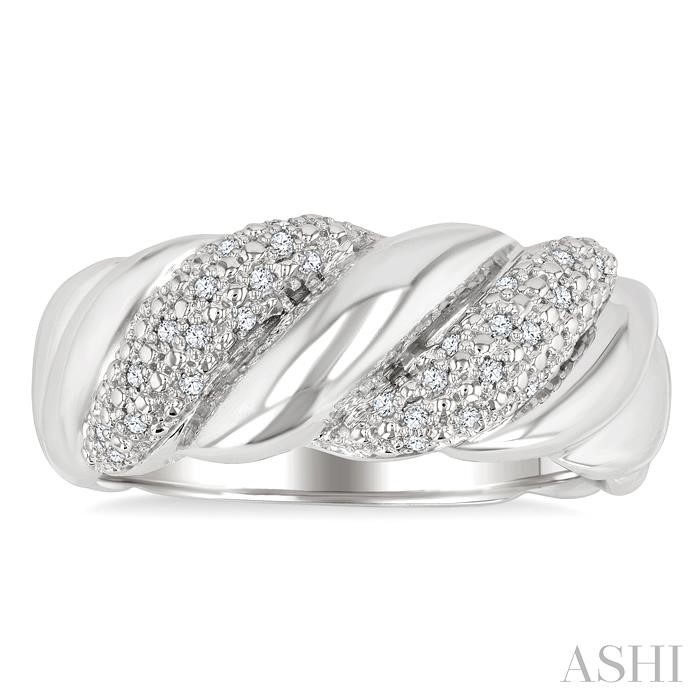 Silver Bold Ribbed Diamond Fashion Band