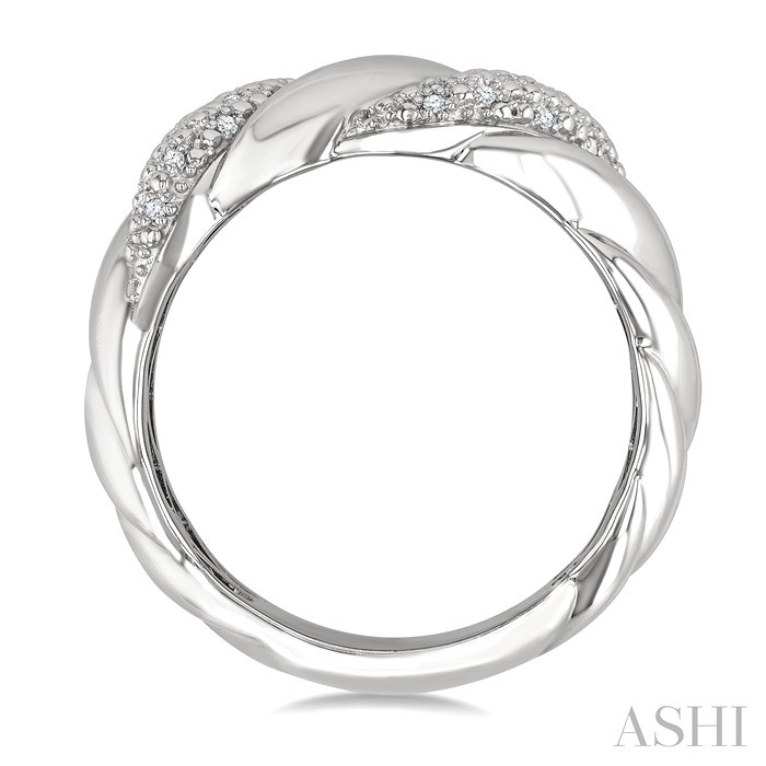 Silver Bold Ribbed Diamond Fashion Band