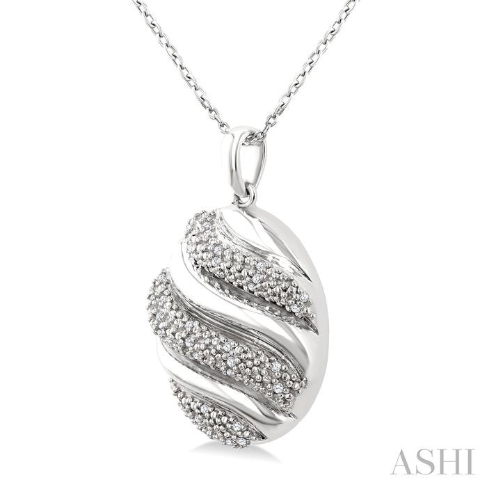 Silver Bold Ribbed Diamond Fashion Pendant