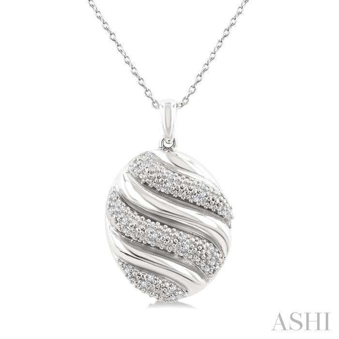 Silver Bold Ribbed Diamond Fashion Pendant