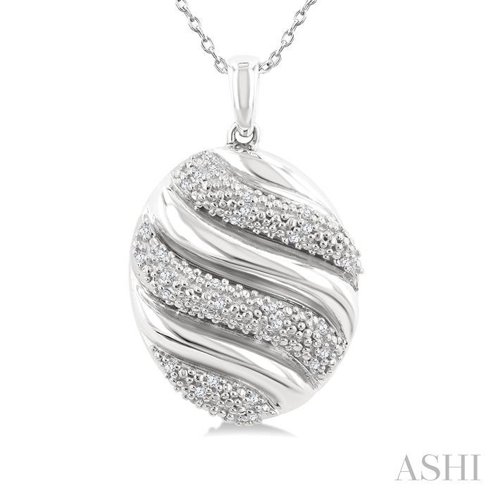 Silver Bold Ribbed Diamond Fashion Pendant