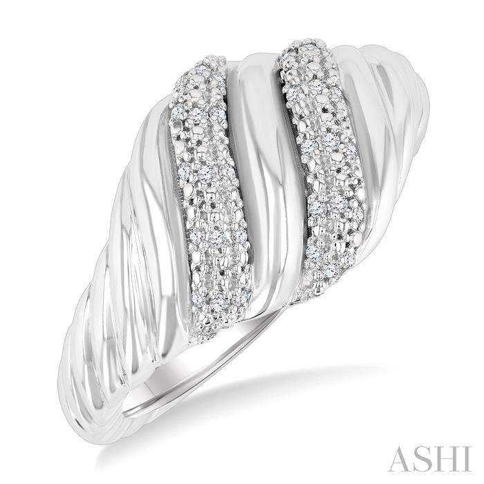 Silver Bold Ribbed Diamond Fashion Band