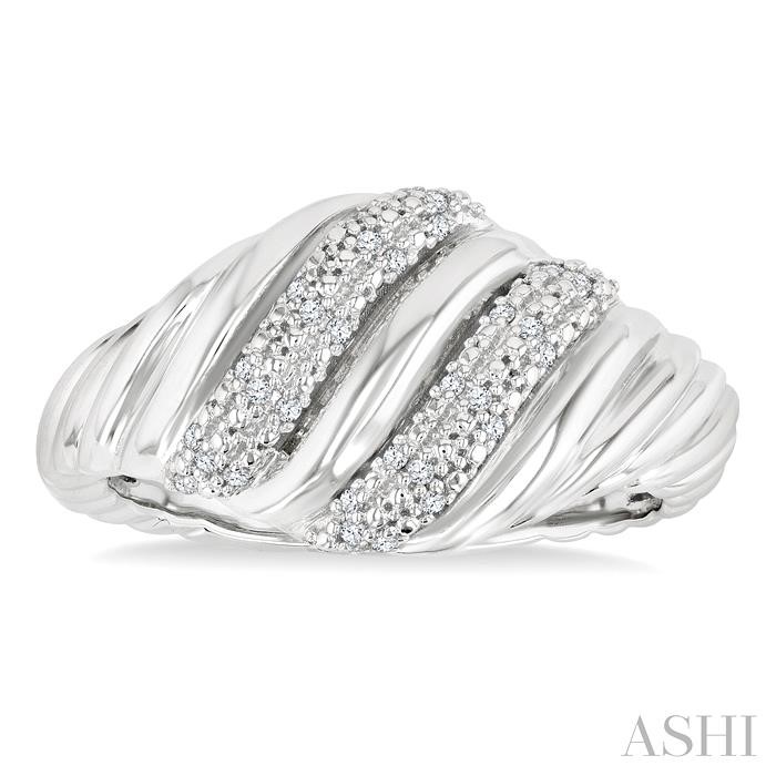 Silver Bold Ribbed Diamond Fashion Band