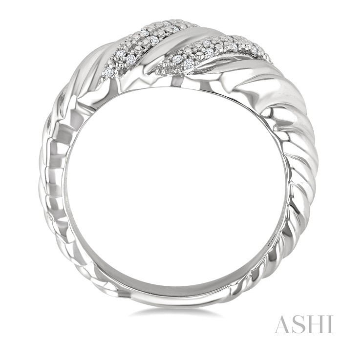 Silver Bold Ribbed Diamond Fashion Band