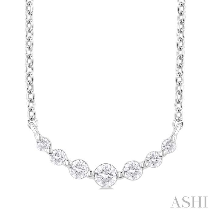 Silver Graduated Petite Diamond Fashion Smile Necklace