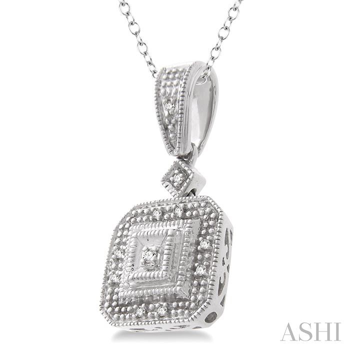 Silver Cushion Shape Diamond Pendant-2