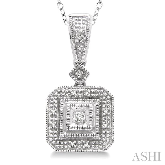 Silver Cushion Shape Diamond Pendant-3