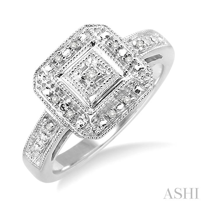 Silver Cushion Shape Diamond Ring