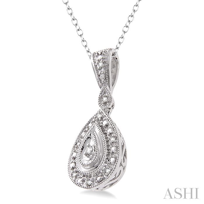 Silver Pear Shape Diamond Pendant-2