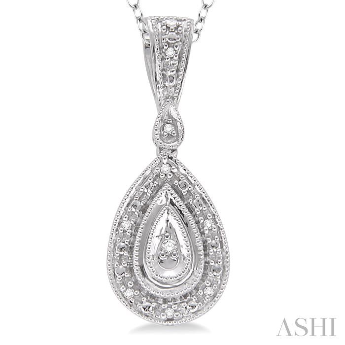 Silver Pear Shape Diamond Pendant-3
