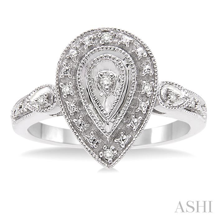 Silver Pear Shape Diamond Ring-2