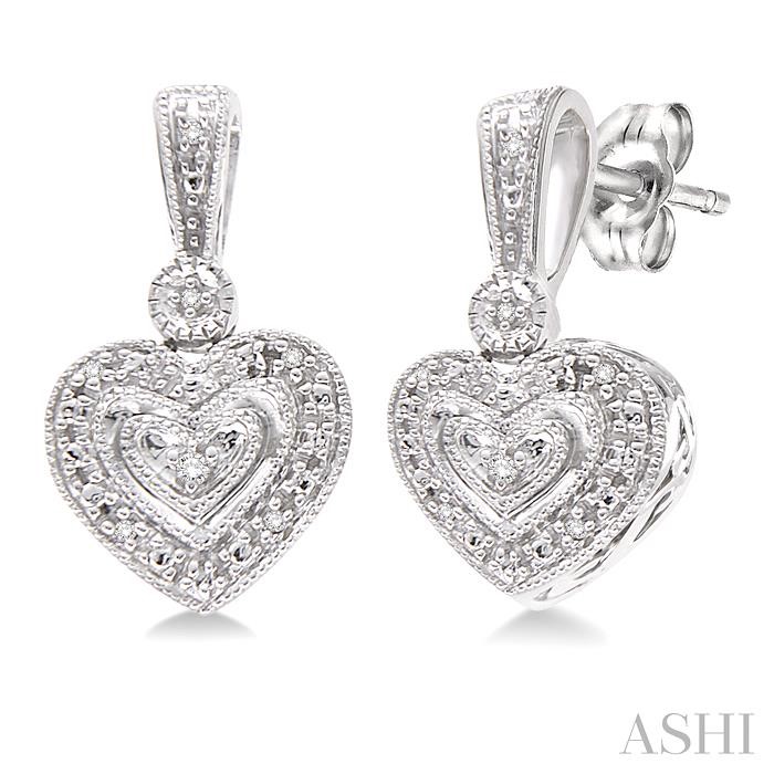 Silver Heart Shape Diamond Fashion Earrings