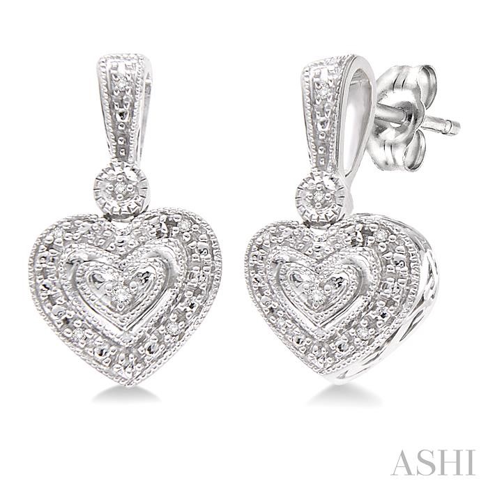 SILVER HEART SHAPE DIAMOND FASHION EARRINGS