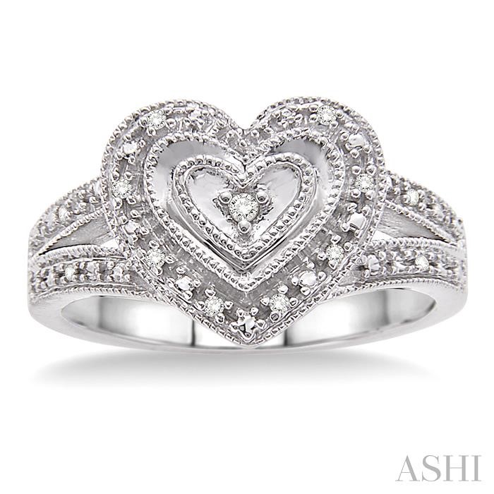 Silver Heart Shape Diamond Fashion Ring-2