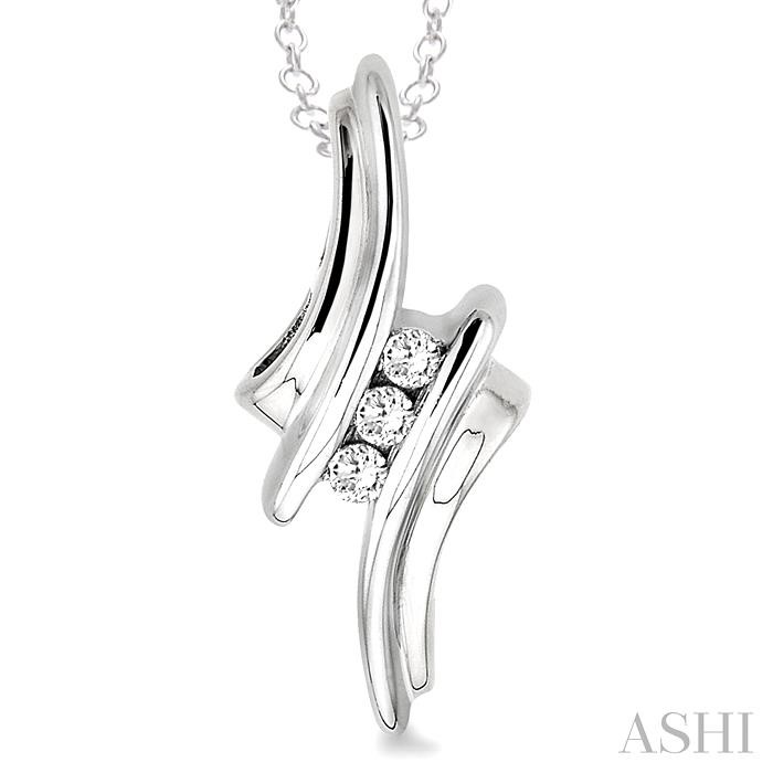 Silver 3 Stone Diamond Fashion Pendant-3