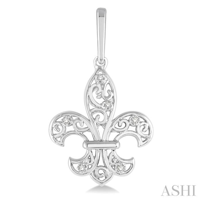 Silver Fleur De Lis Diamond Earrings-2