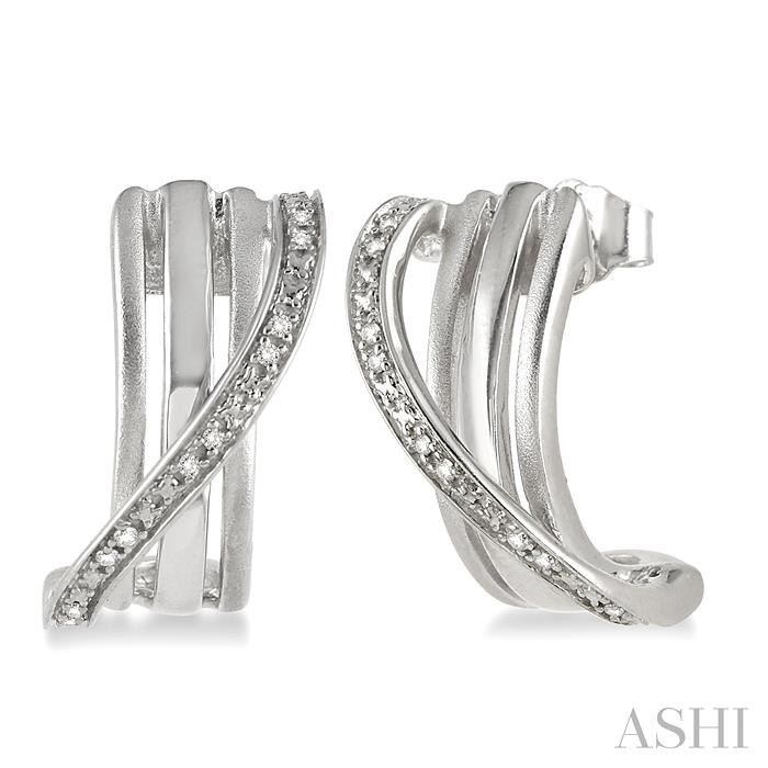 SILVER DIAMOND FASHION HALF HOOP EARRINGS