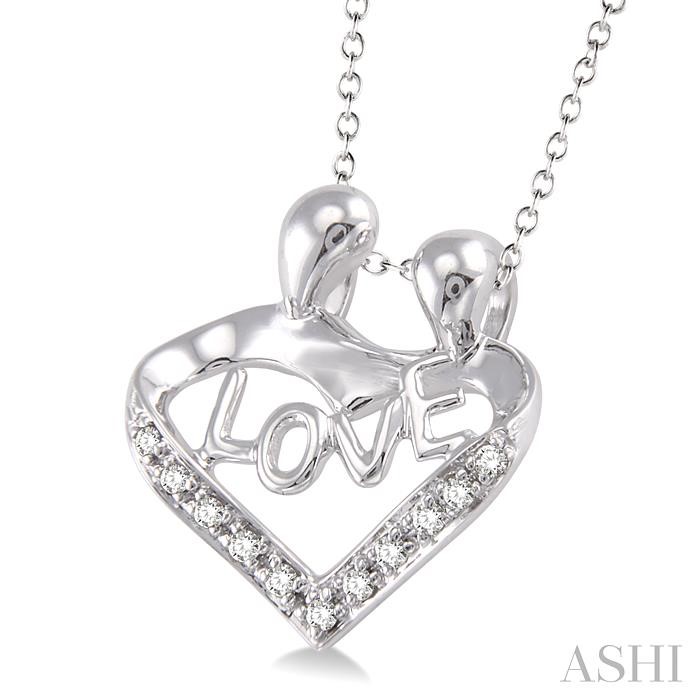 Silver Heart Shape Mom & Child Diamond Fashion Pendant-2