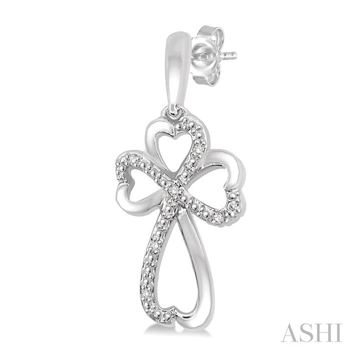Silver Cross & Heart Shape Diamond Fashion Earrings-3