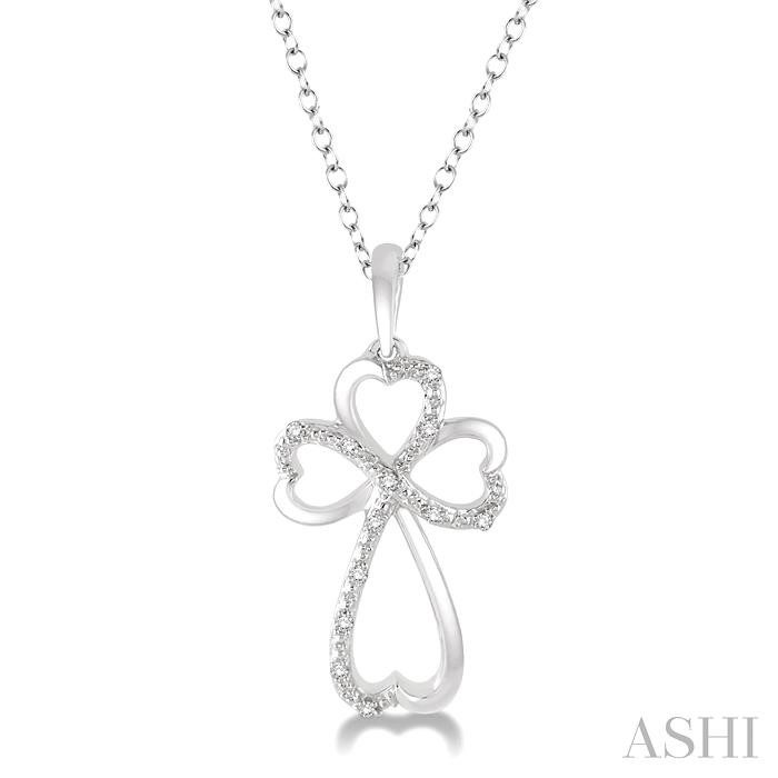 SILVER CROSS & HEART SHAPE DIAMOND FASHION PENDANT