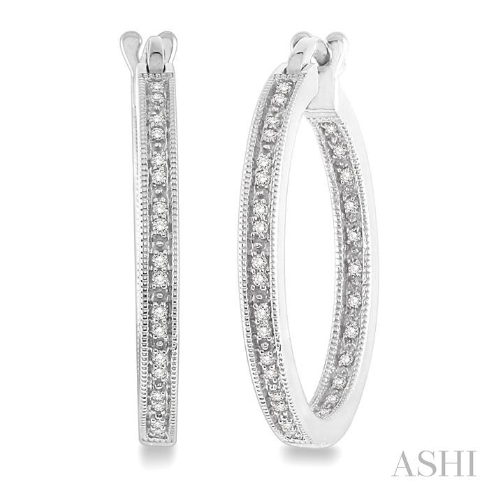 SILVER INSIDE-OUT DIAMOND HOOP EARRINGS