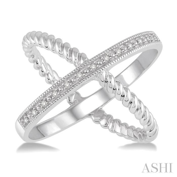 Silver Criss-Cross Diamond Fashion Ring-2