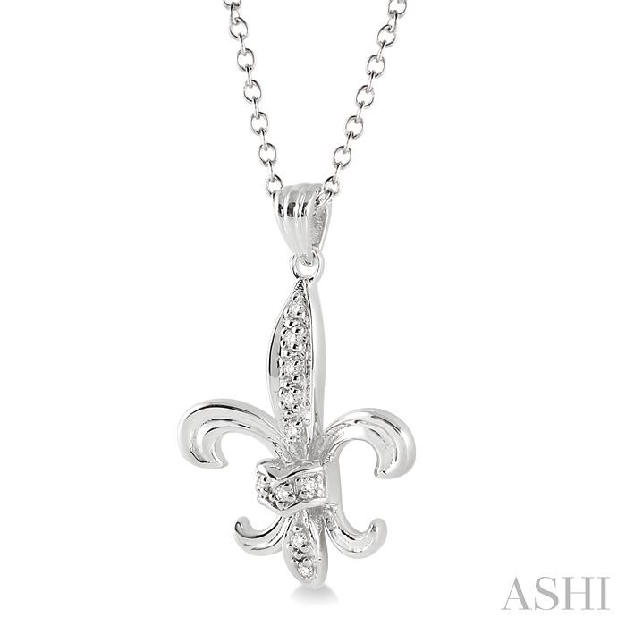 Silver Fleur De Lis Diamond Pendant-2