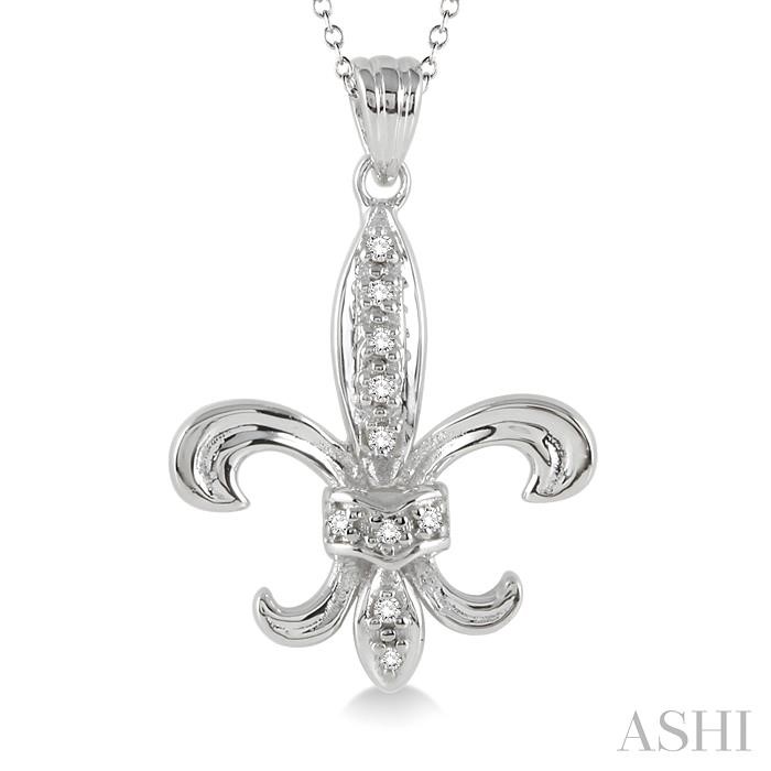 Silver Fleur De Lis Diamond Pendant-3