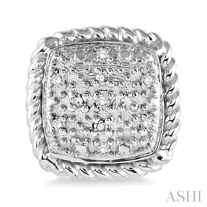 Silver Cushion Shape Diamond Earrings-2