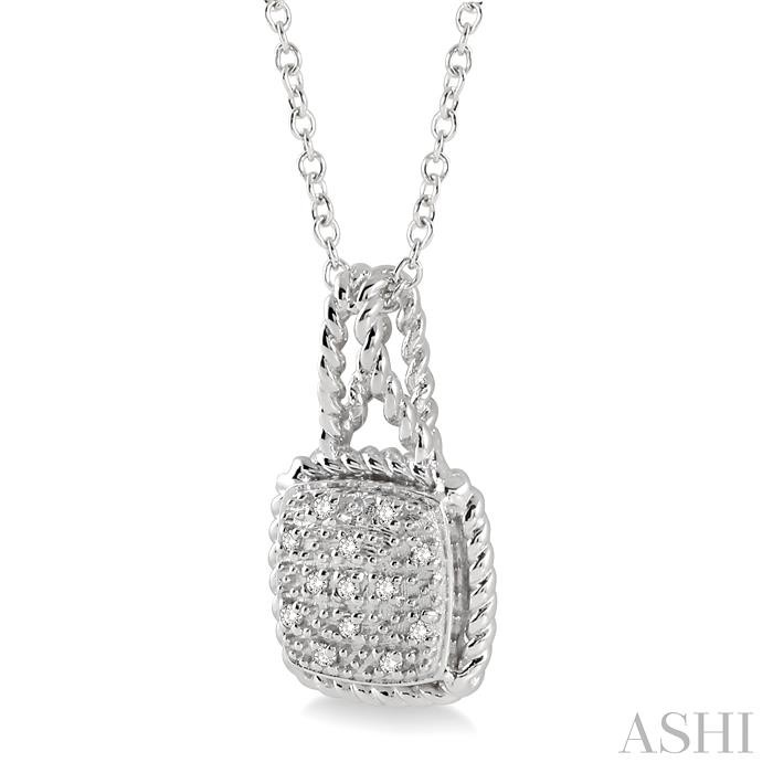 Silver Cushion Shape Diamond Pendant-2