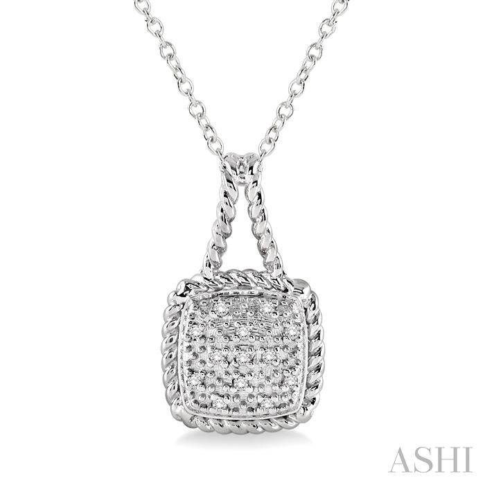 Silver Cushion Shape Diamond Pendant