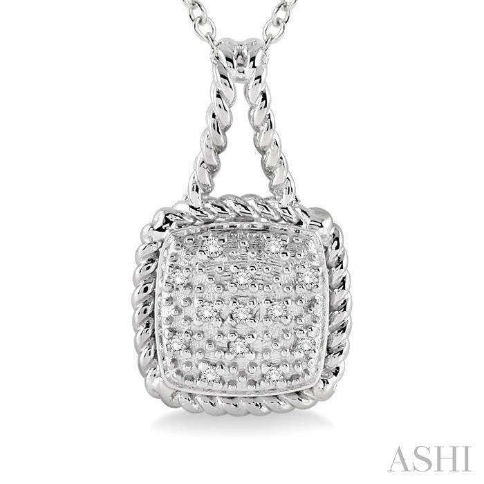 Silver Cushion Shape Diamond Pendant-3