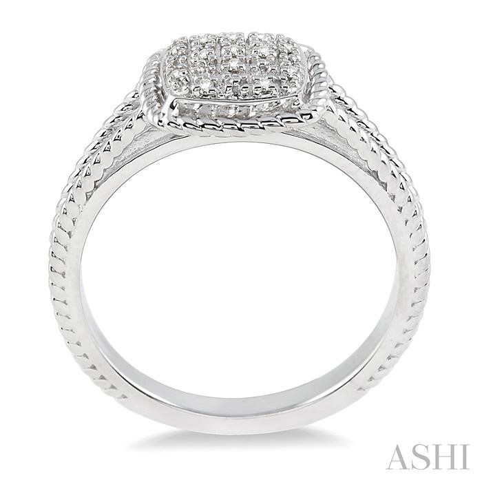 Silver Cushion Shape Diamond Ring-3