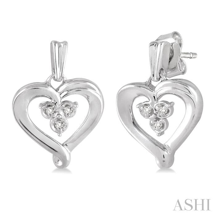 SILVER HEART SHAPE DIAMOND FASHION EARRINGS