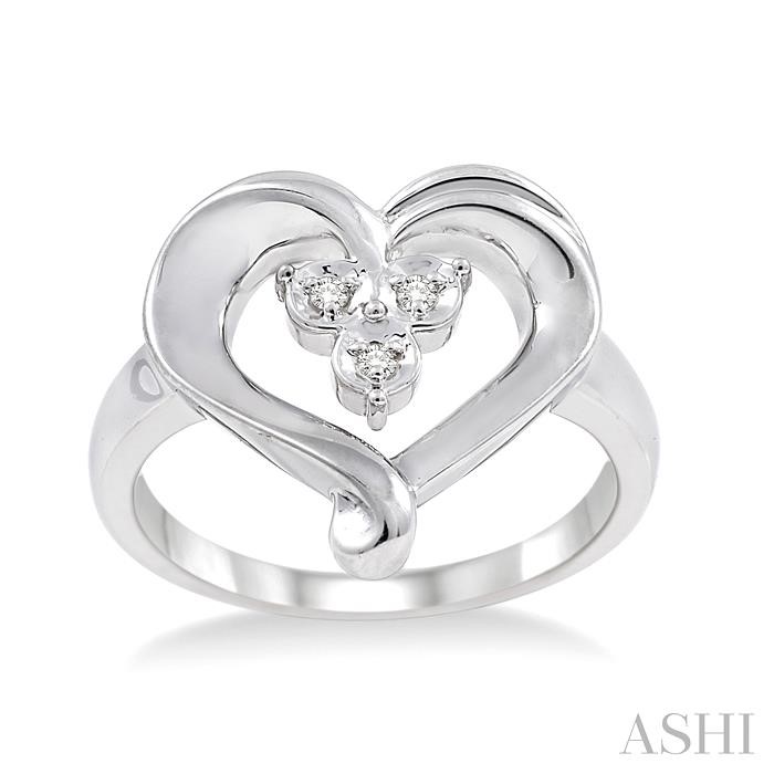 Silver Heart Shape Diamond Fashion Ring-2