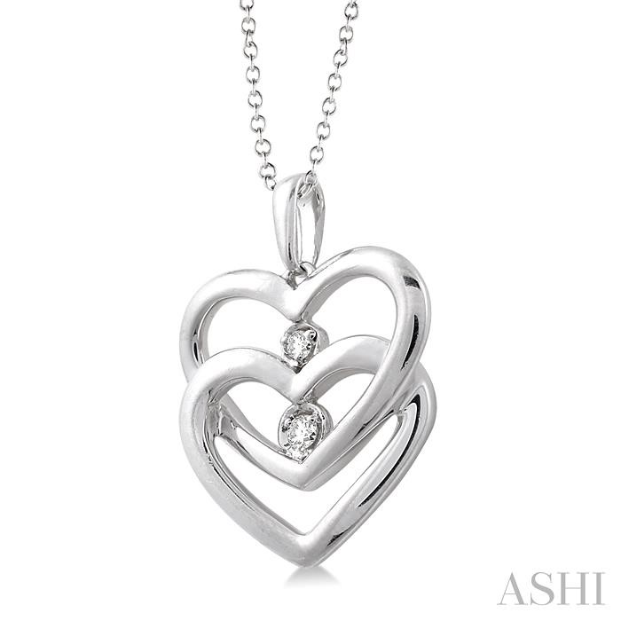 Silver Twin Heart Shape Diamond Fashion Pendant-2