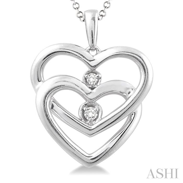 Silver Twin Heart Shape Diamond Fashion Pendant-3