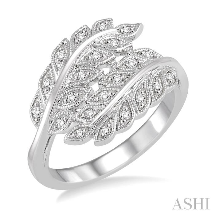 SILVER LEAF DIAMOND FASHION RING