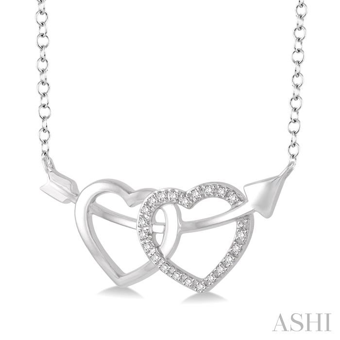 Silver Twin Heart Shape Arrow Diamond Fashion Pendant-2