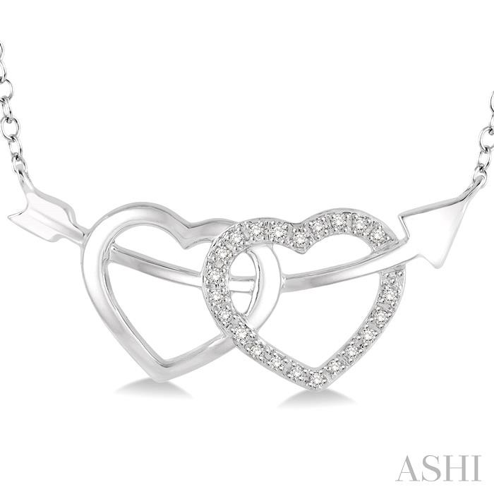 Silver Twin Heart Shape Arrow Diamond Fashion Pendant-3